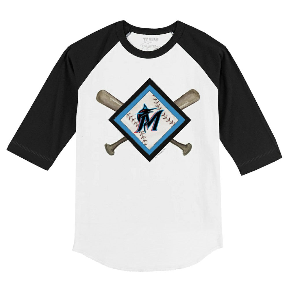 Miami Marlins Tiny Turnip Youth Diamond Cross Bats 3/4-Sleeve Raglan T-Shirt for sale