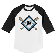 Miami Marlins Tiny Turnip Youth Diamond Cross Bats 3/4-Sleeve Raglan T-Shirt for sale