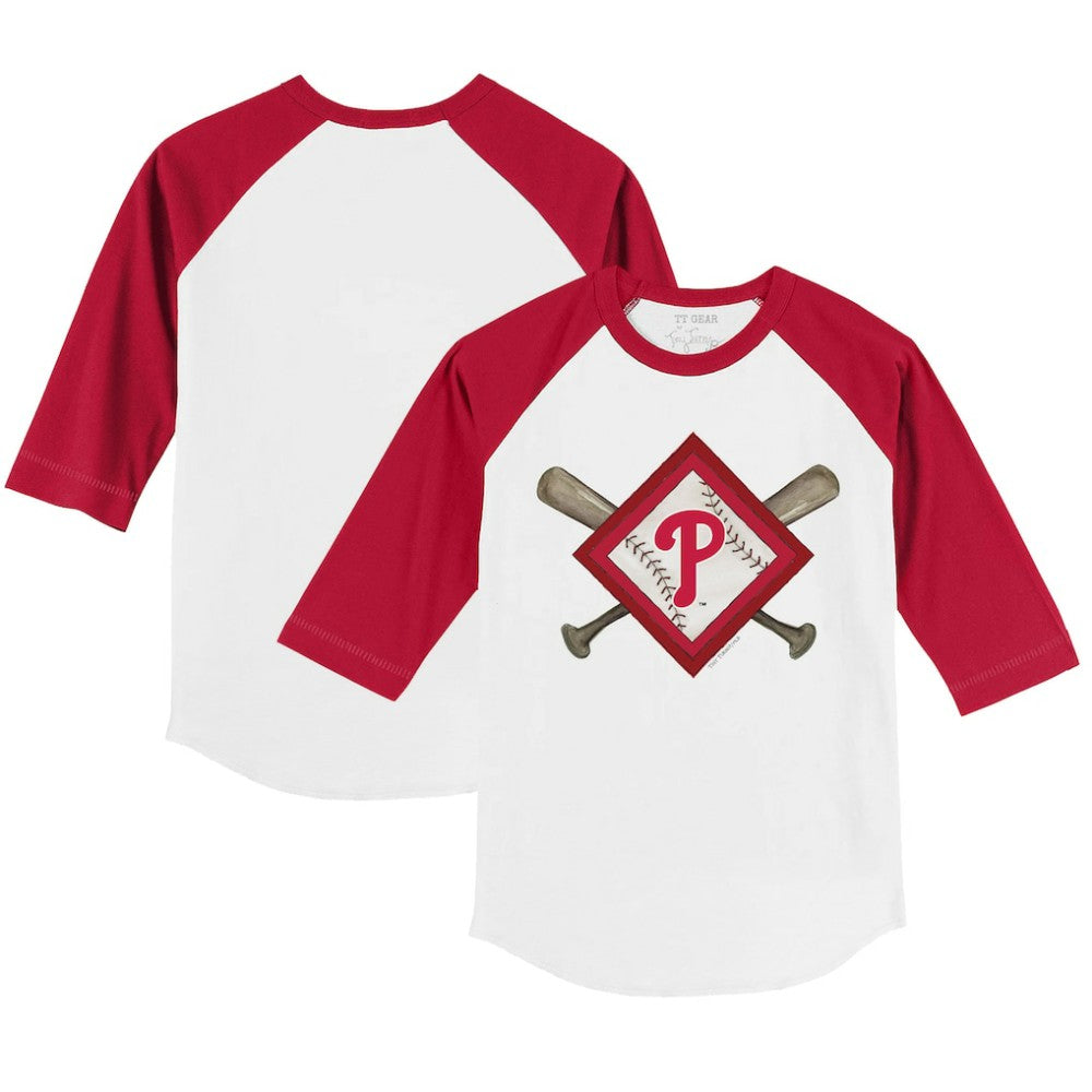 Philadelphia Phillies Tiny Turnip Youth Diamond Cross Bats 3/4-Sleeve Raglan T-Shirt Sale