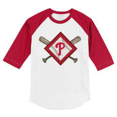 Philadelphia Phillies Tiny Turnip Youth Diamond Cross Bats 3/4-Sleeve Raglan T-Shirt Sale