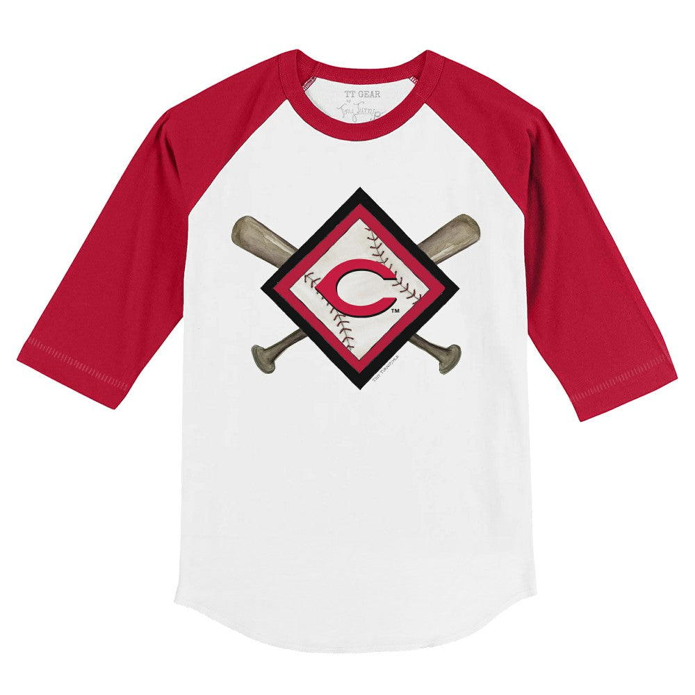 Cincinnati Reds Tiny Turnip Youth Diamond Cross Bats 3/4-Sleeve Raglan T-Shirt Near Me