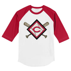 Cincinnati Reds Tiny Turnip Youth Diamond Cross Bats 3/4-Sleeve Raglan T-Shirt Near Me