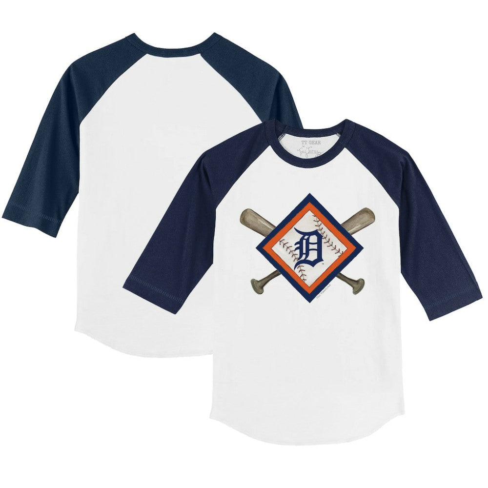Detroit Tigers Tiny Turnip Youth Diamond Cross Bats 3/4-Sleeve Raglan T-Shirt Sale