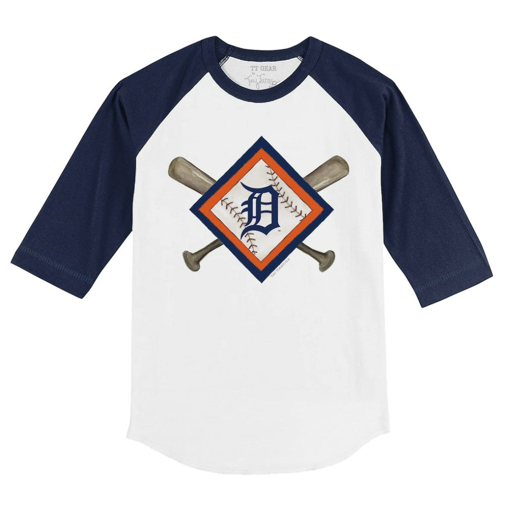 Detroit Tigers Tiny Turnip Youth Diamond Cross Bats 3/4-Sleeve Raglan T-Shirt Sale