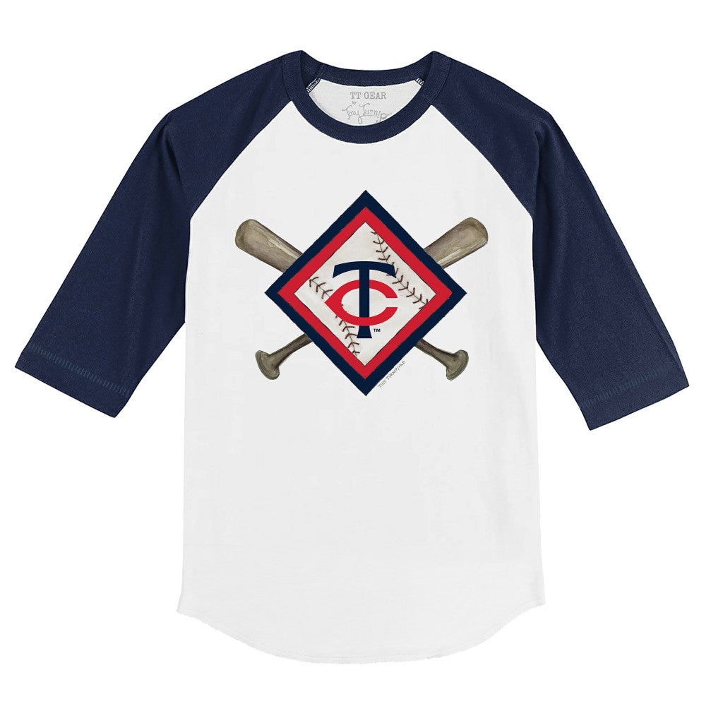 Minnesota Twins Tiny Turnip Youth Diamond Cross Bats 3/4-Sleeve Raglan T-Shirt Outlet