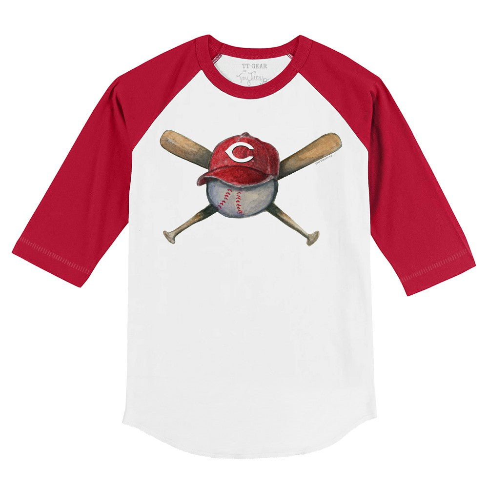 Cincinnati Reds Tiny Turnip Youth Hat Crossbats 3/4-Sleeve Raglan T-Shirt Near Me