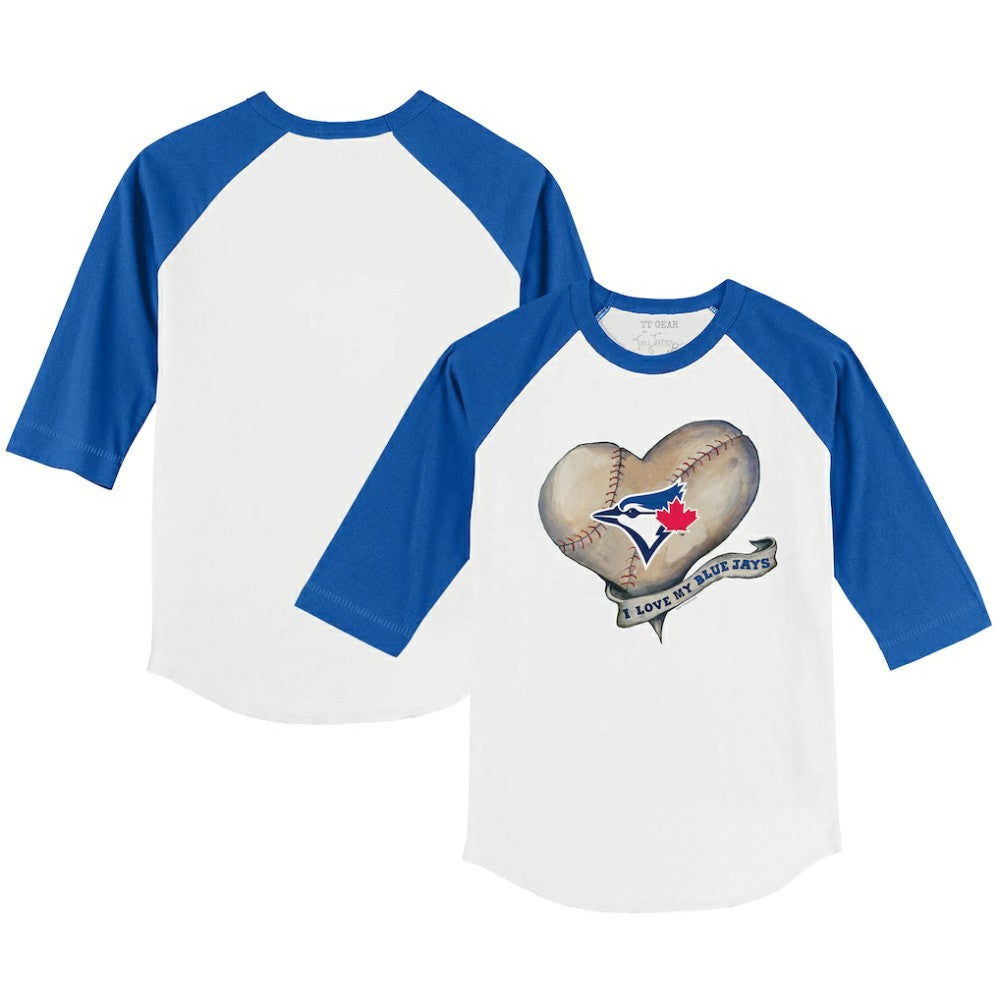Toronto Blue Jays Tiny Turnip Youth Heart Banner 3/4-Sleeve Raglan T-Shirt Online
