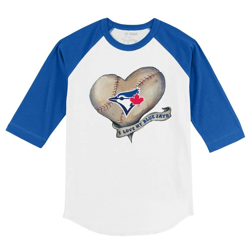 Toronto Blue Jays Tiny Turnip Youth Heart Banner 3/4-Sleeve Raglan T-Shirt Online