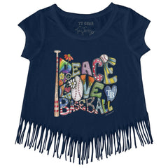 Tampa Bay Rays Tiny Turnip Girls Youth Peace Love Baseball Fringe T-Shirt Online