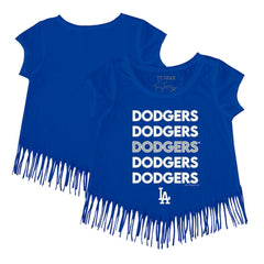 Los Angeles Dodgers Tiny Turnip Girls Youth Stacked Fringe T-Shirt Near Me