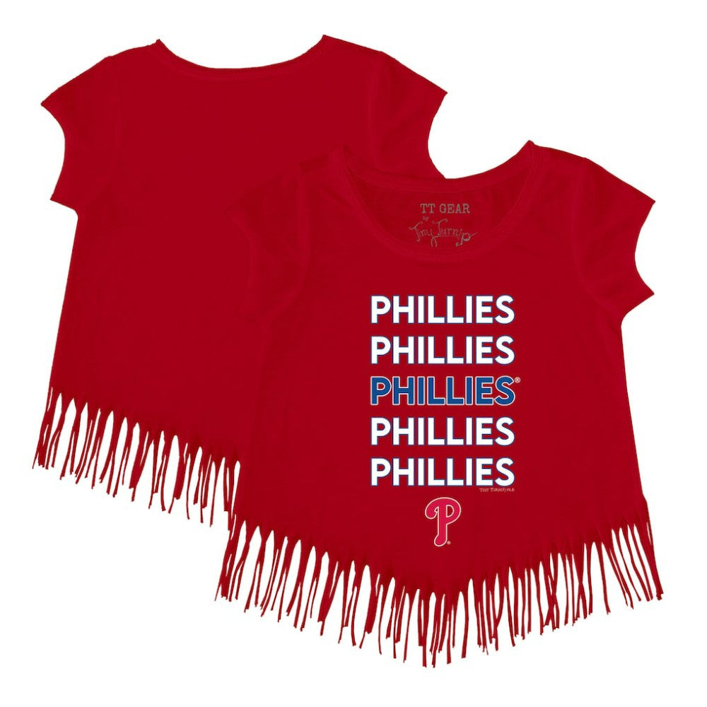Philadelphia Phillies Tiny Turnip Girls Youth Stacked Fringe T-Shirt Discount