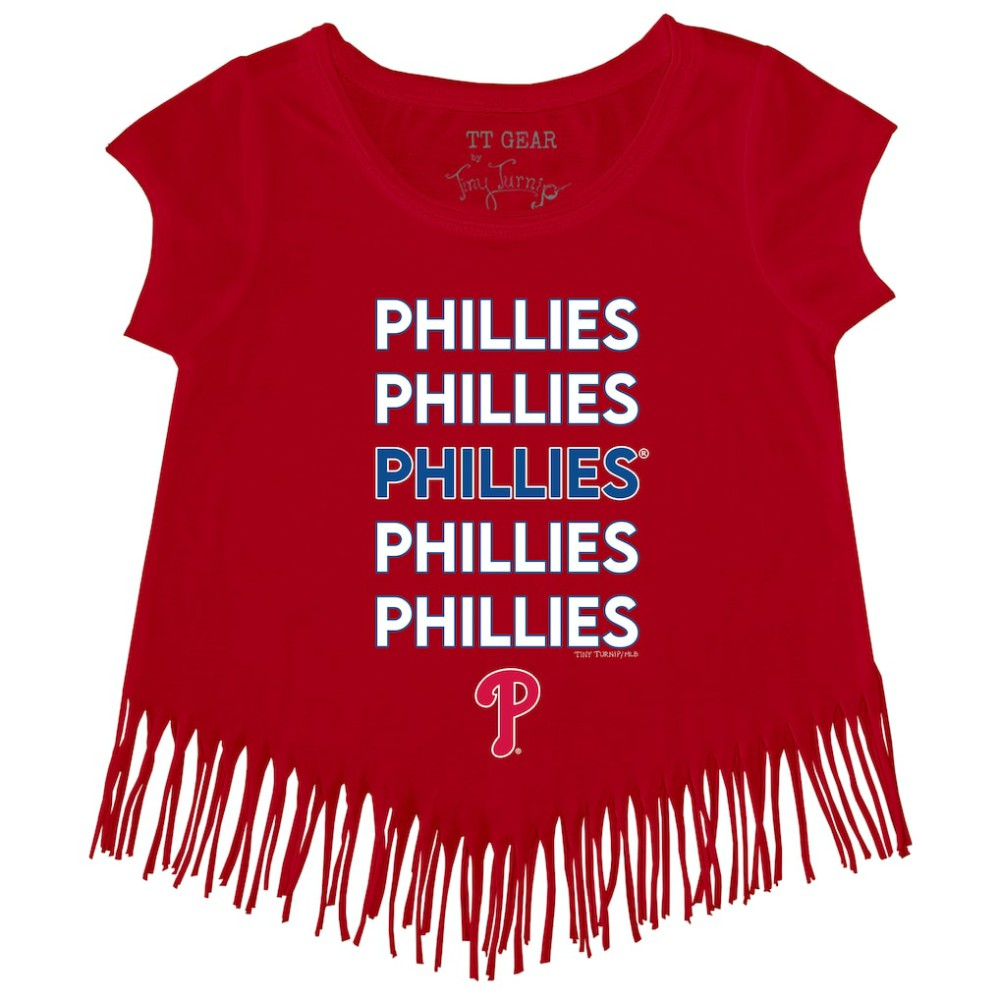 Philadelphia Phillies Tiny Turnip Girls Youth Stacked Fringe T-Shirt Discount