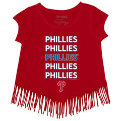 Philadelphia Phillies Tiny Turnip Girls Youth Stacked Fringe T-Shirt Discount