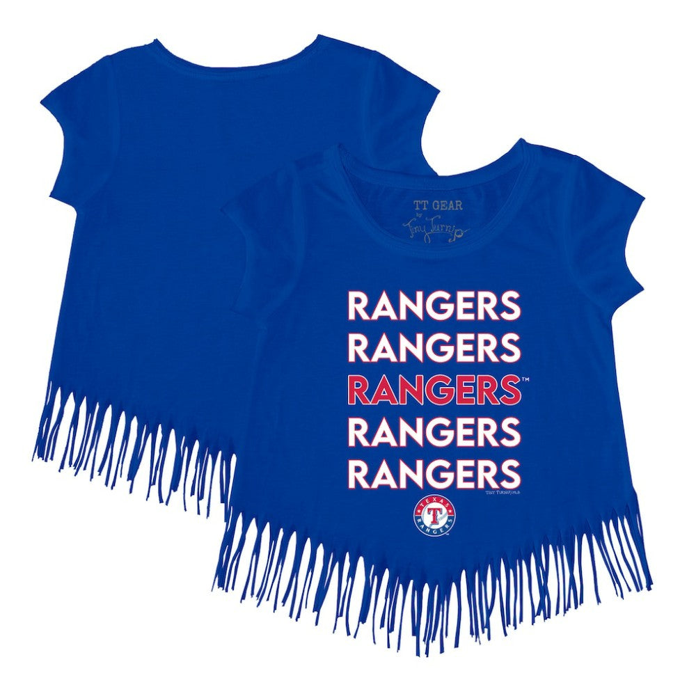 Texas Rangers Tiny Turnip Girls Youth Stacked Fringe T-Shirt Sale