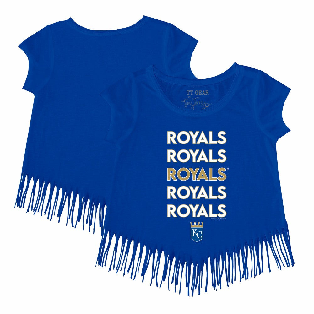 Kansas City Royals Tiny Turnip Girls Youth Stacked Fringe T-Shirt Outlet