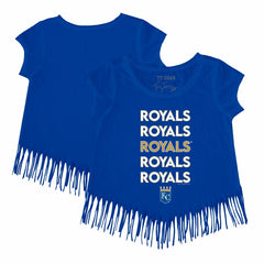Kansas City Royals Tiny Turnip Girls Youth Stacked Fringe T-Shirt Outlet