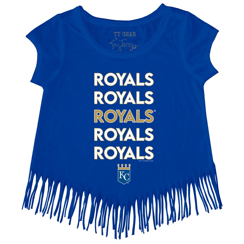 Kansas City Royals Tiny Turnip Girls Youth Stacked Fringe T-Shirt Outlet