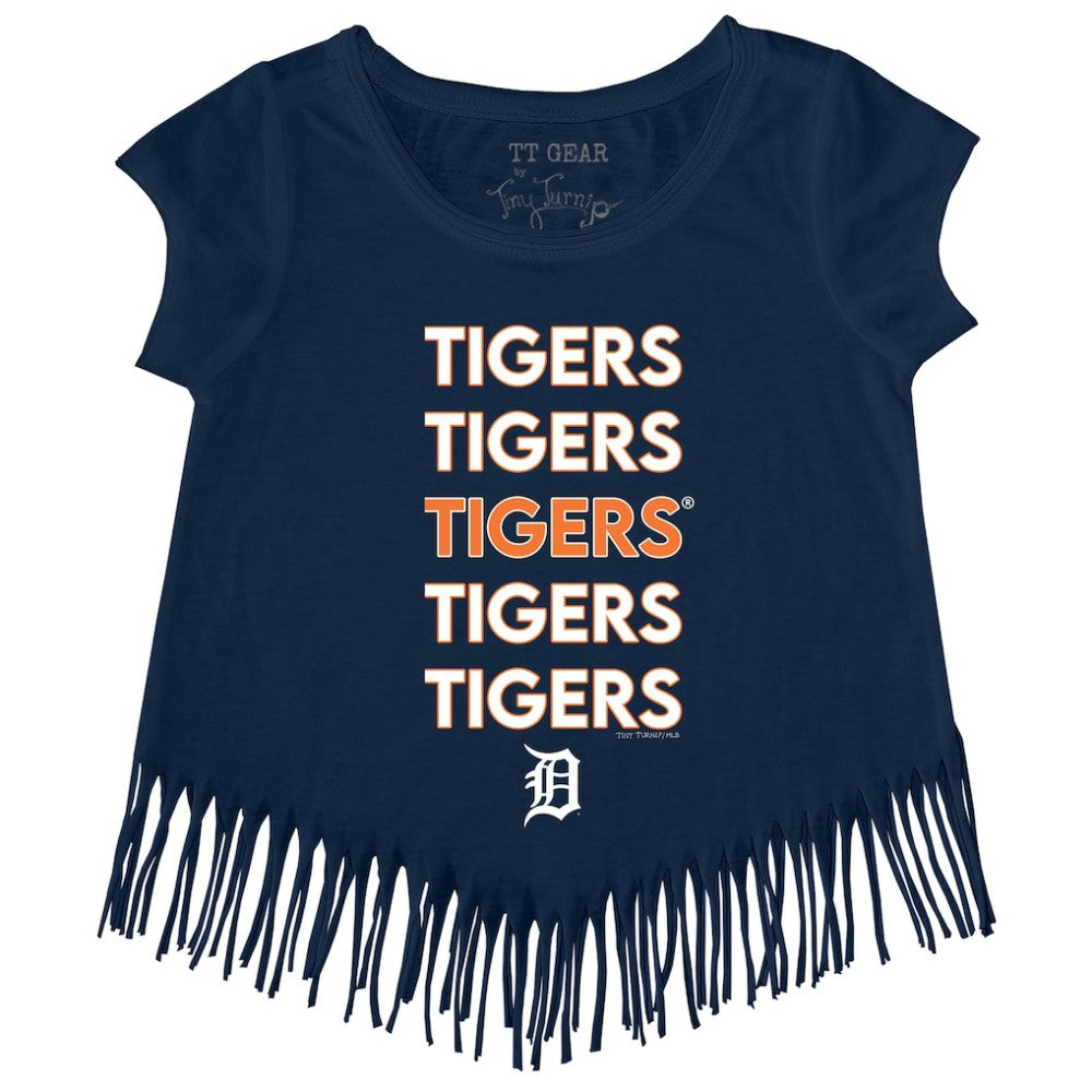 Detroit Tigers Tiny Turnip Girls Youth Stacked Fringe T-Shirt for sale