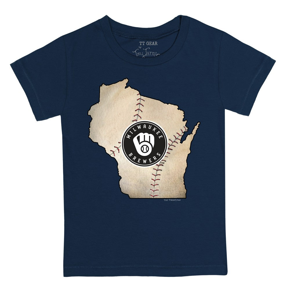 Milwaukee Brewers Tiny Turnip Youth State Outline T-Shirt Sale