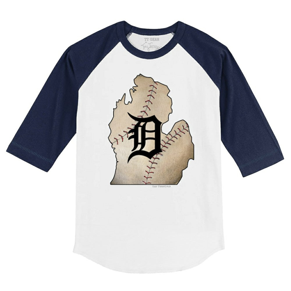 Detroit Tigers Tiny Turnip Youth State Outline 3/4-Sleeve Raglan T-Shirt Discount
