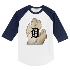 Detroit Tigers Tiny Turnip Youth State Outline 3/4-Sleeve Raglan T-Shirt Discount