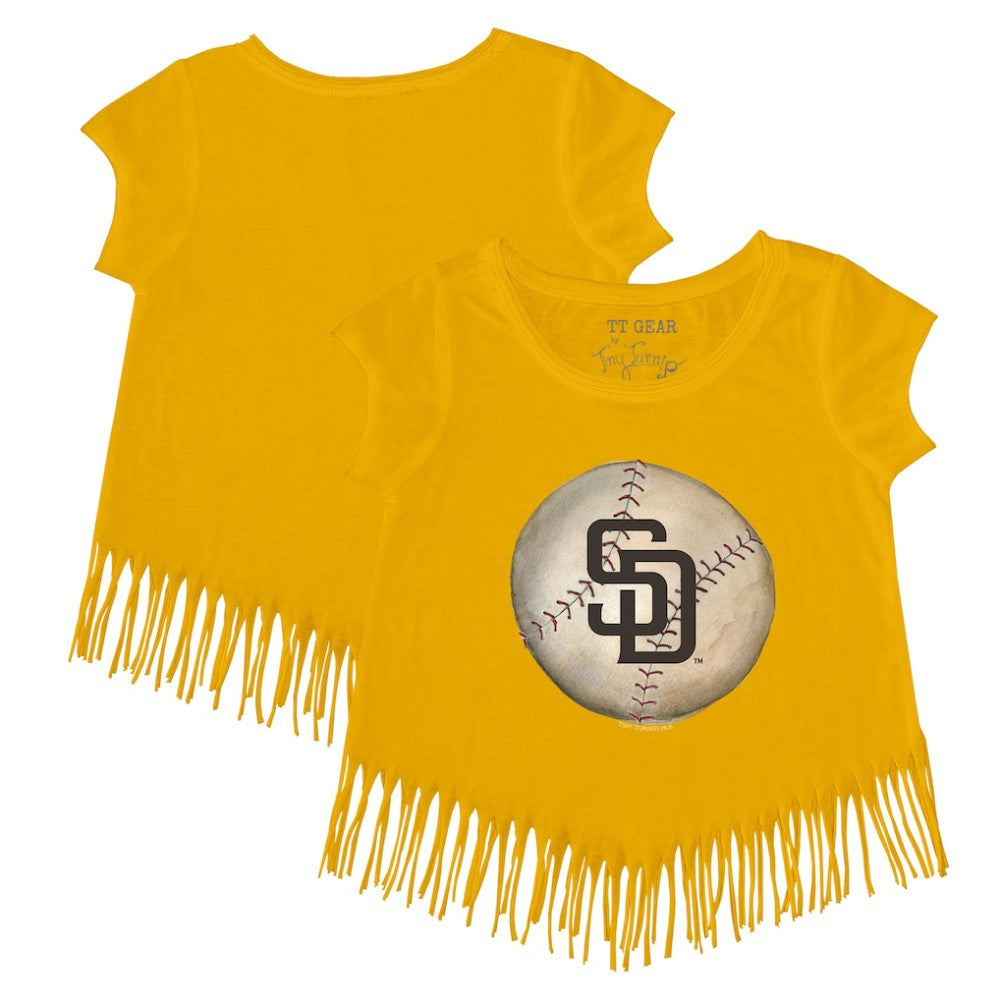 San Diego Padres Tiny Turnip Girls Youth Stitched Baseball Fringe T-Shirt Sale