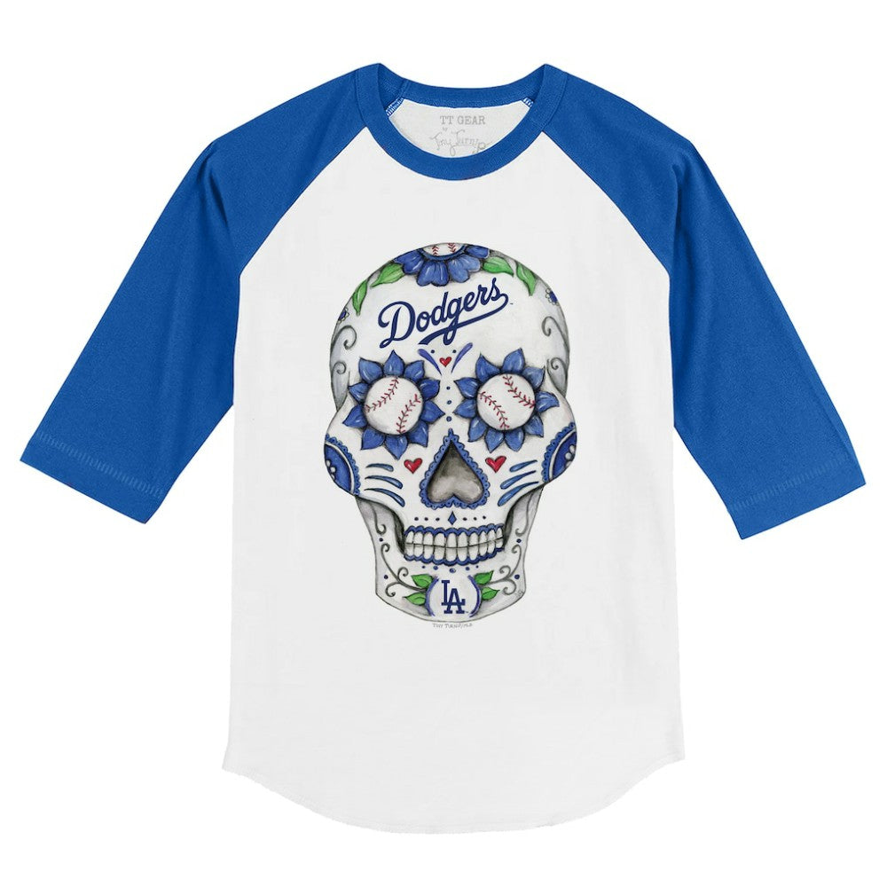 Los Angeles Dodgers Tiny Turnip Youth Sugar Skull 3/4-Sleeve Raglan T-Shirt Discount