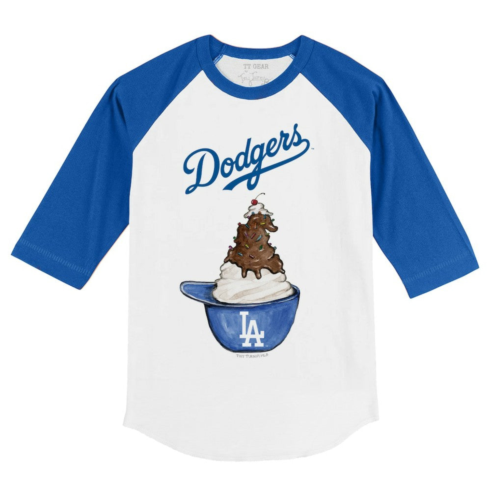 Los Angeles Dodgers Tiny Turnip Youth Sundae Helmet 3/4-Sleeve Raglan T-Shirt Outlet