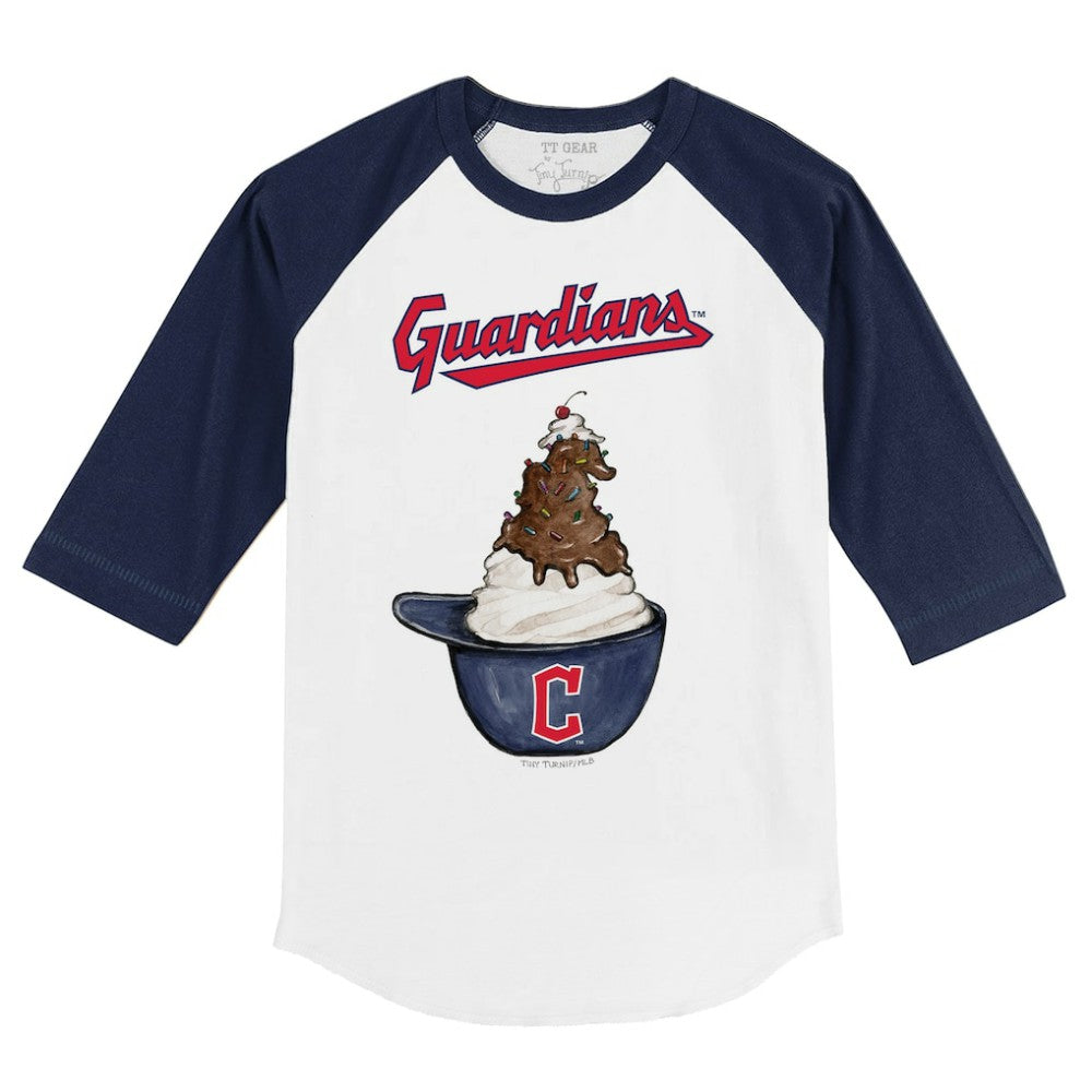 Cleveland Guardians Tiny Turnip Youth Sundae Helmet 3/4-Sleeve Raglan T-Shirt Discount