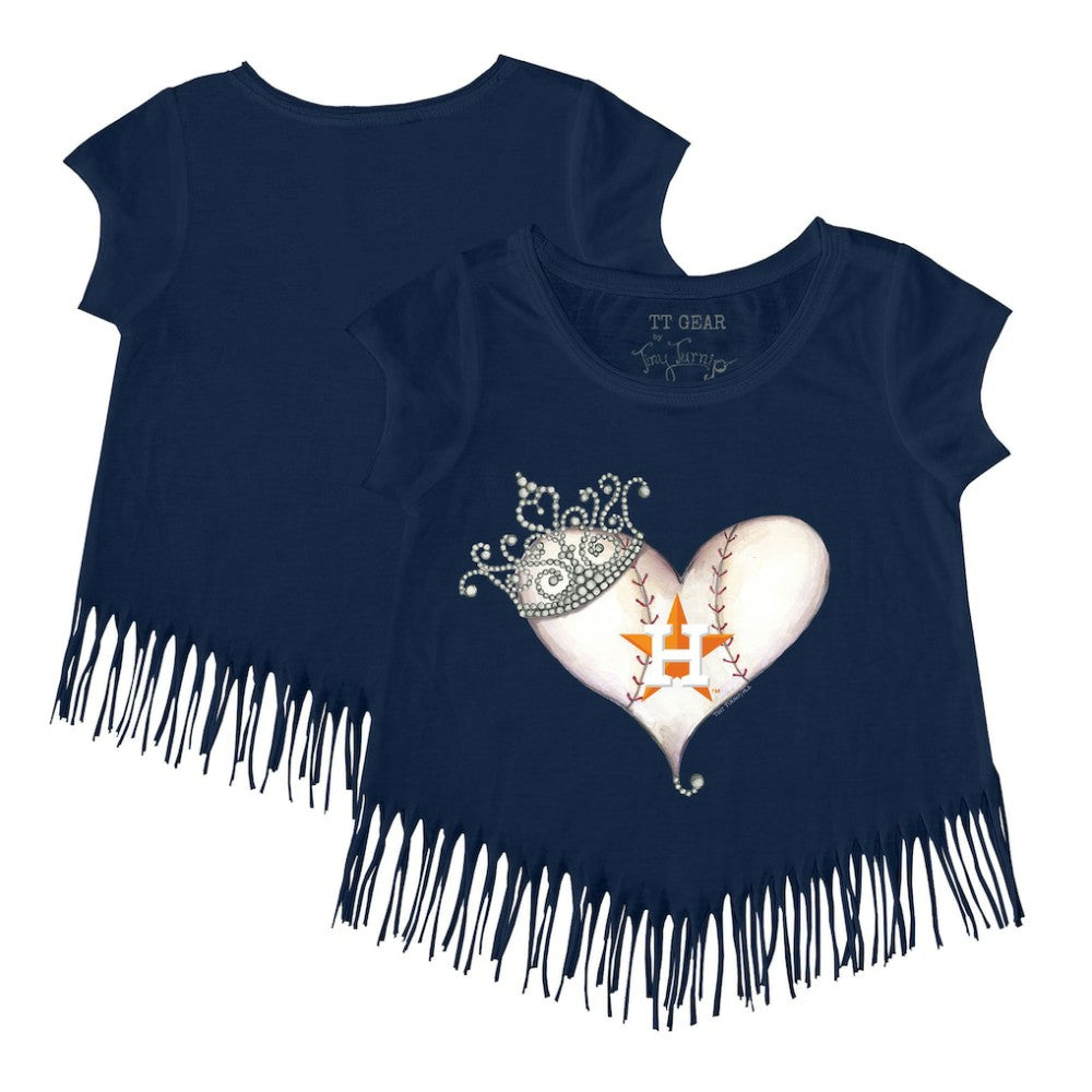 Houston Astros Tiny Turnip Girls Youth Tiara Heart Fringe T-Shirt for sale