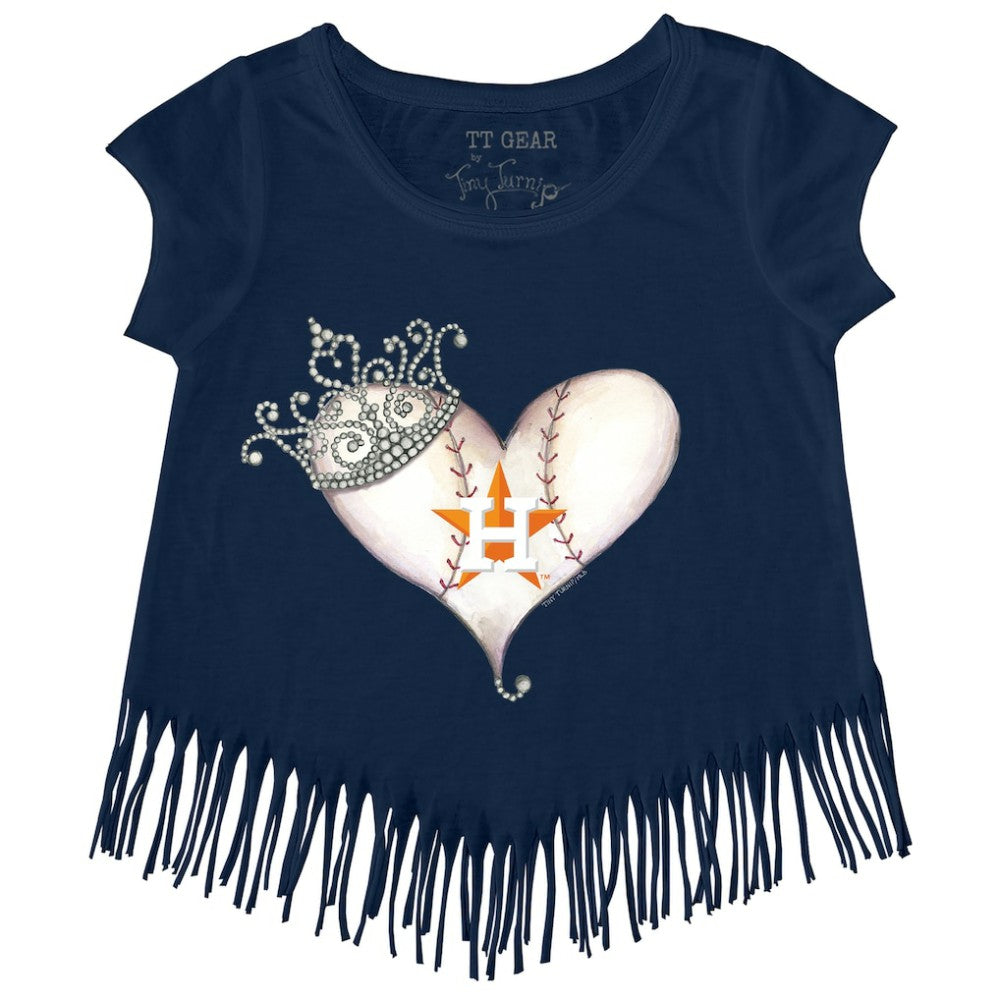 Houston Astros Tiny Turnip Girls Youth Tiara Heart Fringe T-Shirt for sale