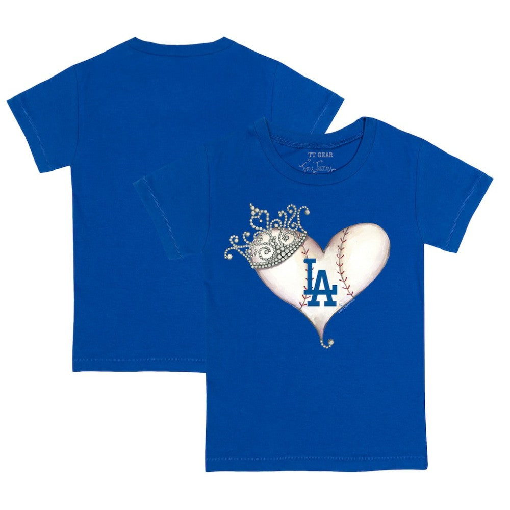Los Angeles Dodgers Tiny Turnip Youth Tiara Heart T-Shirt Sale