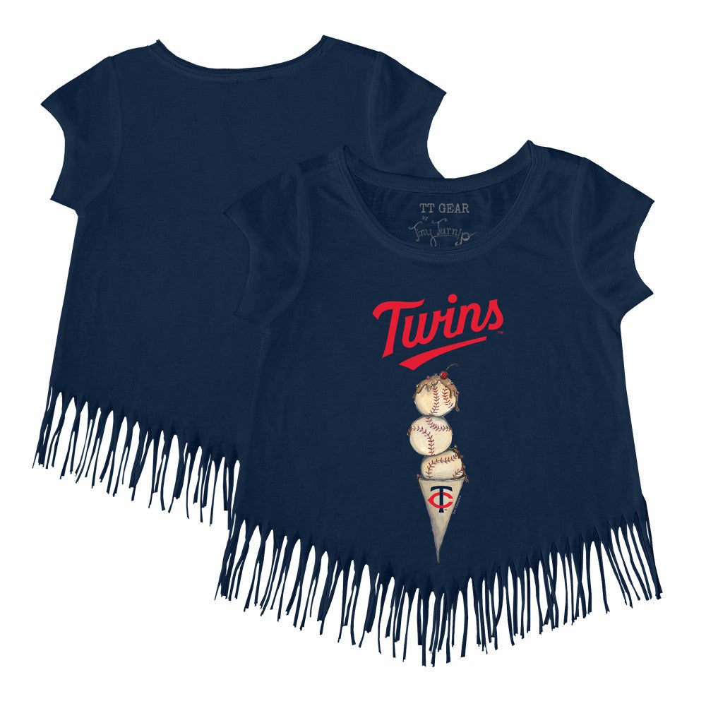 Minnesota Twins Tiny Turnip Girls Youth Triple Scoop Fringe T-Shirt Discount