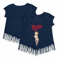 Minnesota Twins Tiny Turnip Girls Youth Triple Scoop Fringe T-Shirt Discount