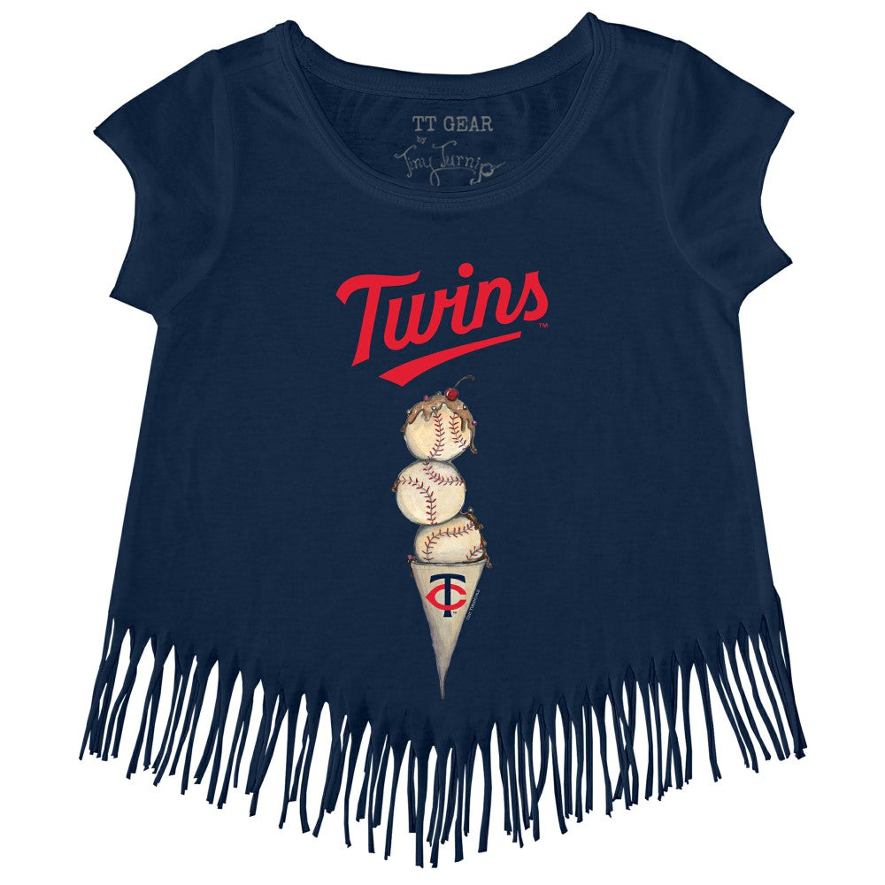 Minnesota Twins Tiny Turnip Girls Youth Triple Scoop Fringe T-Shirt Discount