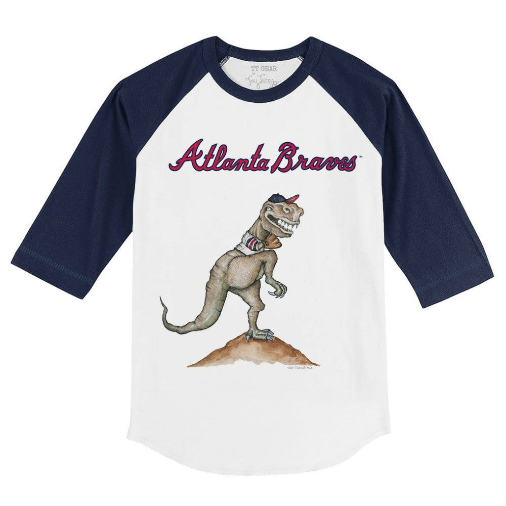 Atlanta Braves Tiny Turnip Youth TT Rex 3/4-Sleeve Raglan T-Shirt for sale