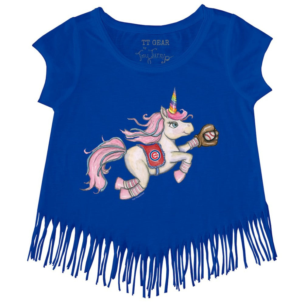 Chicago Cubs Tiny Turnip Girls Youth Unicorn Fringe T-Shirt Discount