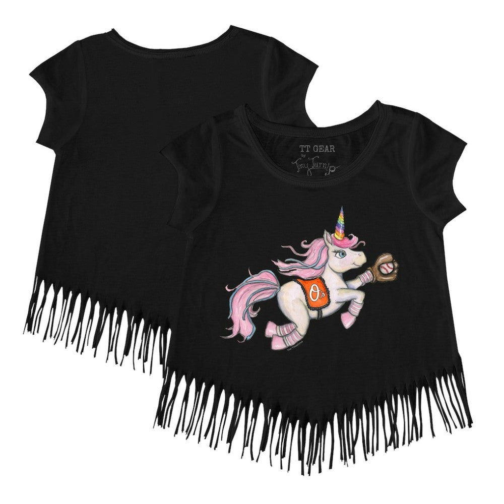 Baltimore Orioles Tiny Turnip Girls Youth Unicorn Fringe T-Shirt Outlet