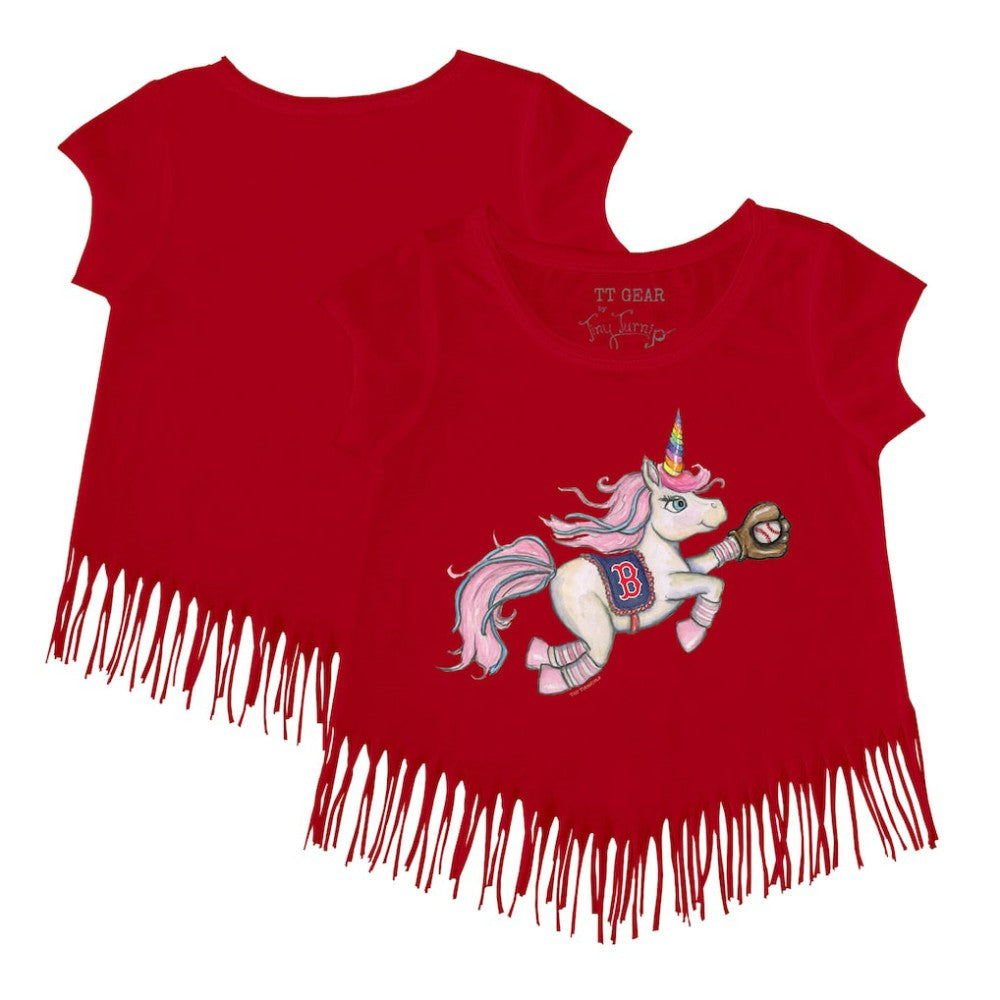 Boston Red Sox Tiny Turnip Girls Youth Unicorn Fringe T-Shirt Online