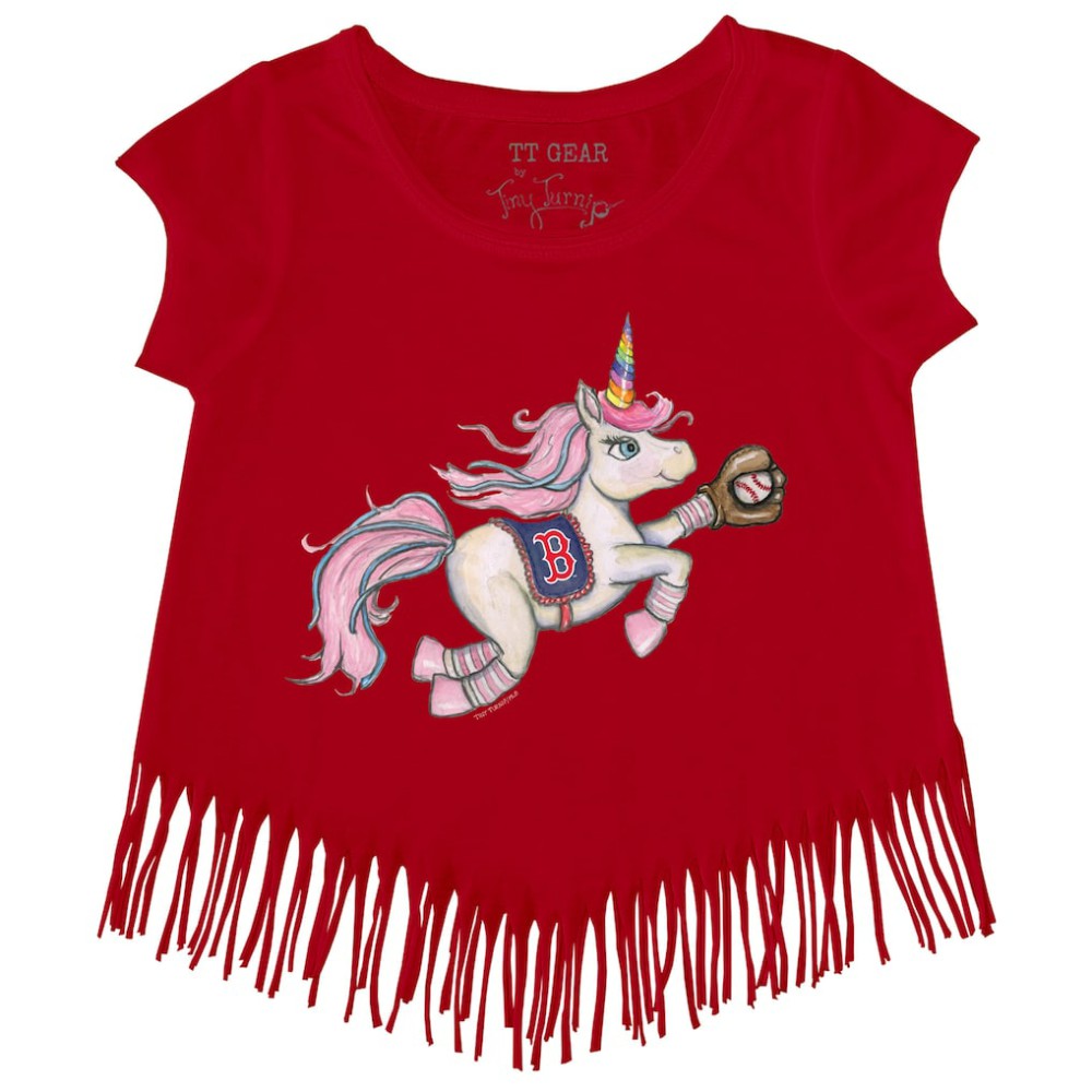 Boston Red Sox Tiny Turnip Girls Youth Unicorn Fringe T-Shirt Online