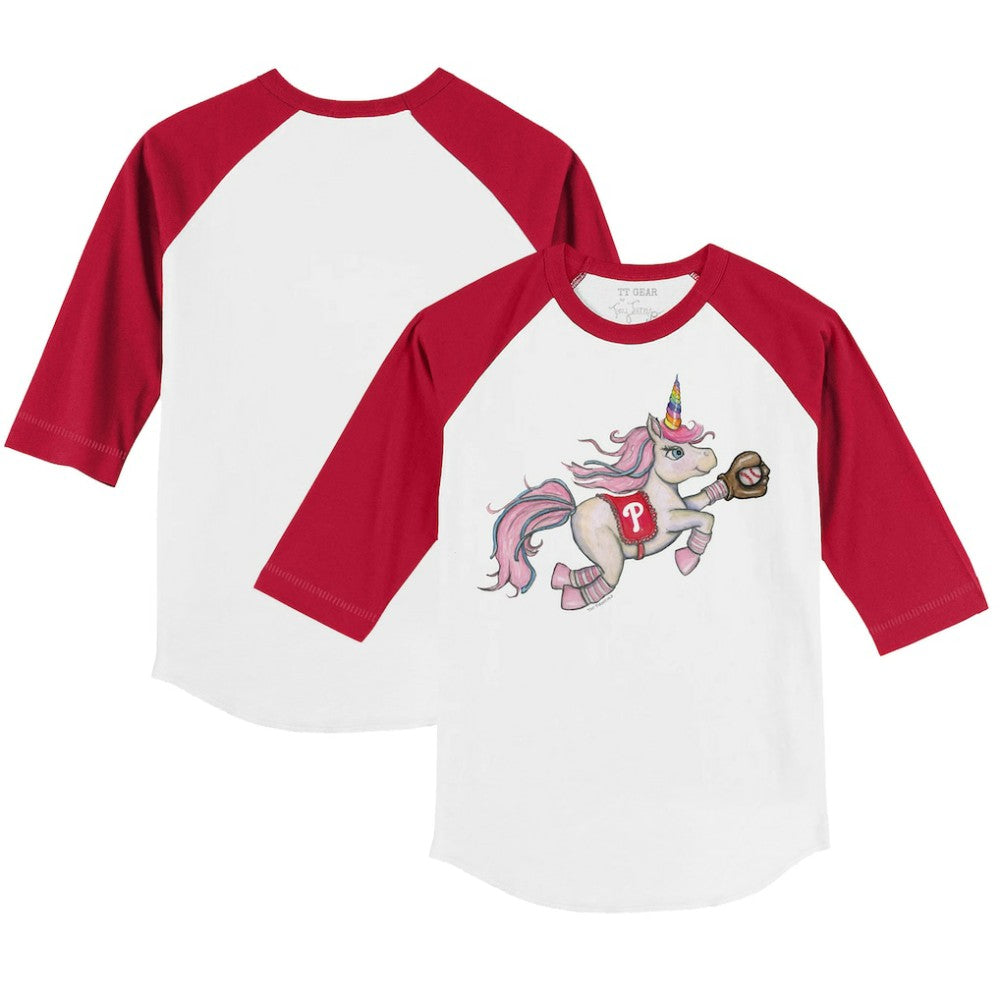 Philadelphia Phillies Tiny Turnip Youth Unicorn 3/4-Sleeve Raglan T-Shirt Discount