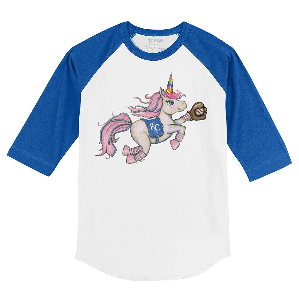 Kansas City Royals Tiny Turnip Youth Unicorn 3/4-Sleeve Raglan T-Shirt Outlet