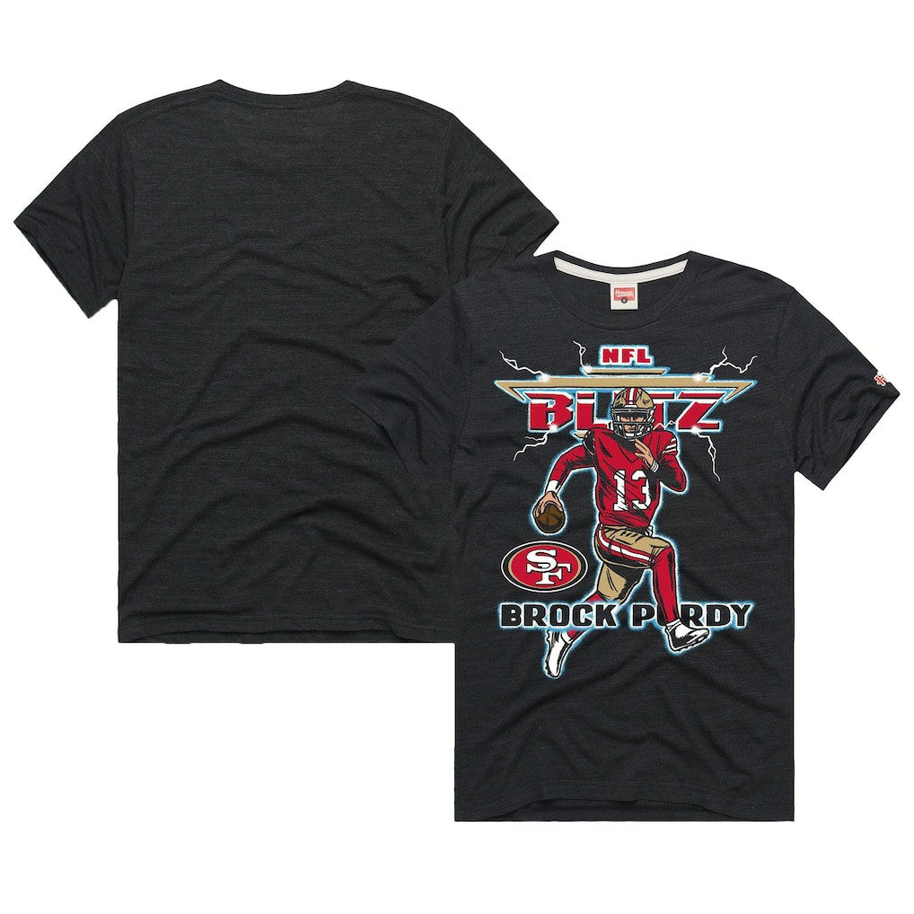 Brock Purdy San Francisco 49ers Homage Unisex NFL Blitz Player Tri-Blend T-Shirt - Heathered Black - NFL