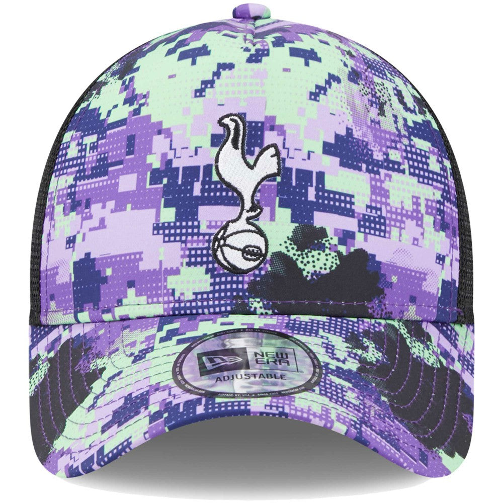 New Era - Tottenham Hotspur New Era Black Glitch All Over Print E-Frame Trucker Adjustable Hat