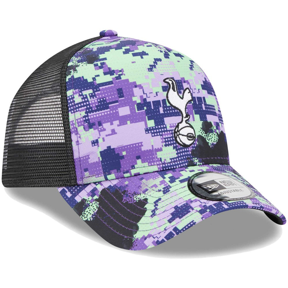 New Era - Tottenham Hotspur New Era Black Glitch All Over Print E-Frame Trucker Adjustable Hat