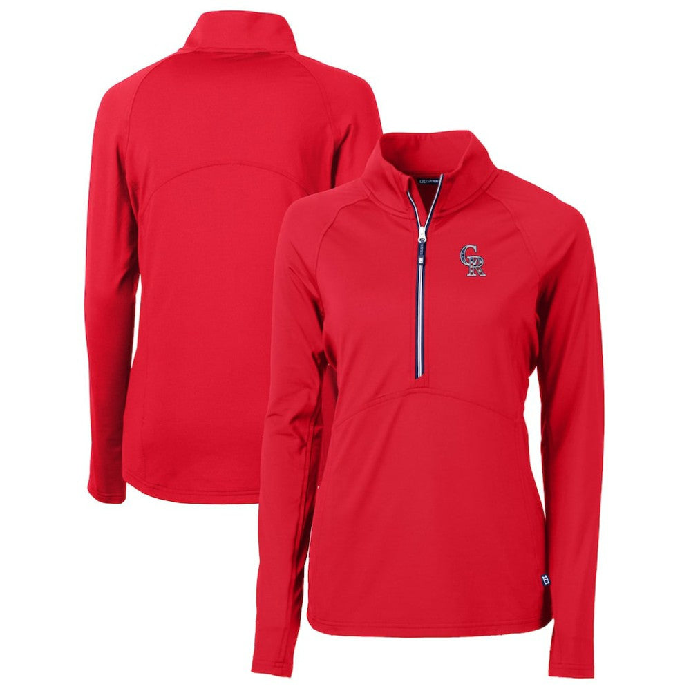 Colorado Rockies Cutter & Buck Women's Americana Logo Adapt Eco Knit Stretch Recycled Half-Zip Pullover Top Sale