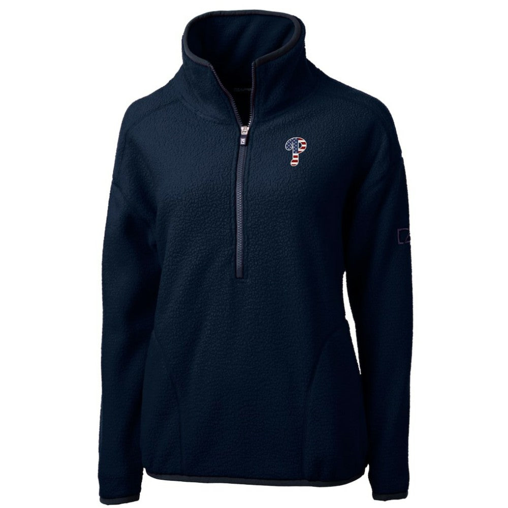 Philadelphia Phillies Cutter & Buck Women's Americana Logo Cascade Eco Sherpa Fleece Half-Zip Pullover Jacket for sale