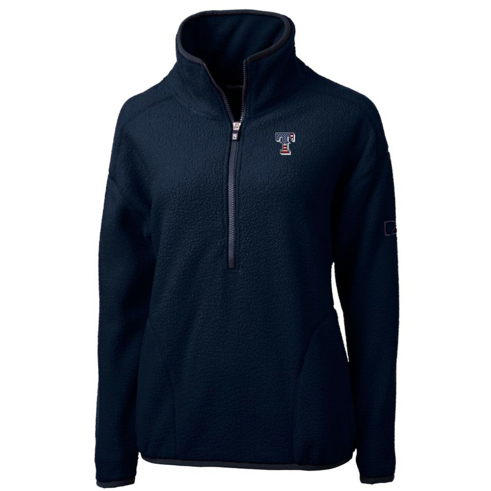 Texas Rangers Cutter & Buck Women's Americana Logo Cascade Eco Sherpa Fleece Half-Zip Pullover Jacket Sale