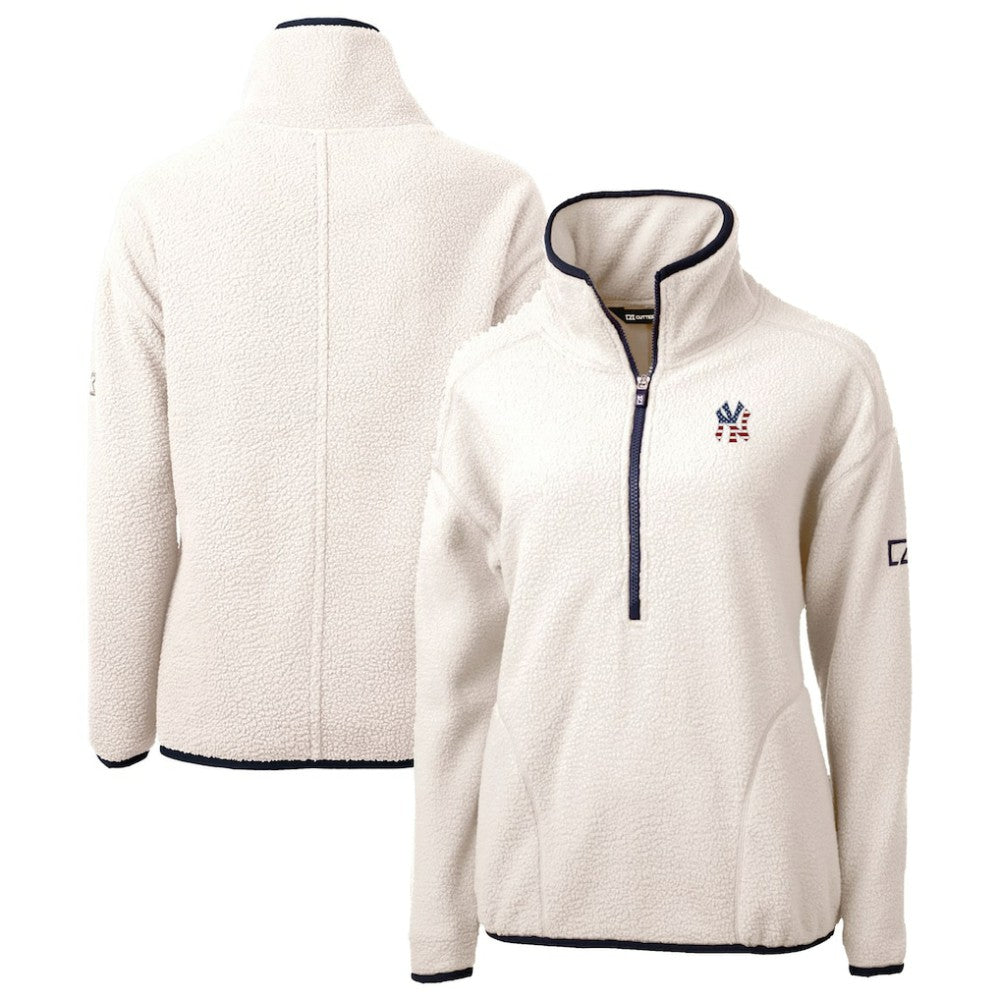 New York Yankees Cutter & Buck Women's Americana Logo Cascade Eco Sherpa Fleece Half-Zip Pullover Jacket Outlet
