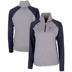 Milwaukee Brewers Cutter & Buck Women's Americana Logo Forge Tonal Stripe Stretch Half-Zip Pullover Top Outlet